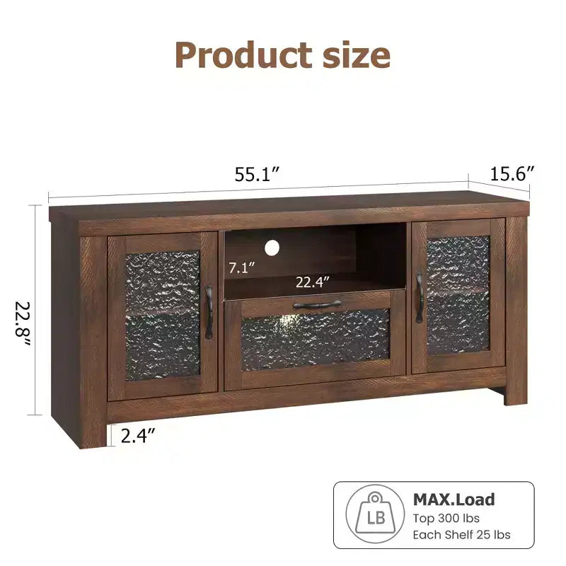 COZONY 55 Mobile Credenza Buffet da Fattoria con Ante in Acrilico, Armadietto Marrone per Caffetteria con Ripiani Regolabili e Spazio di Archiviazione