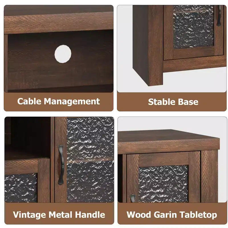 COZONY 55 Mobile Credenza Buffet da Fattoria con Ante in Acrilico, Armadietto Marrone per Caffetteria con Ripiani Regolabili e Spazio di Archiviazione