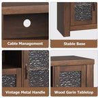 COZONY 55 Mobile Credenza Buffet da Fattoria con Ante in Acrilico, Armadietto Marrone per Caffetteria con Ripiani Regolabili e Spazio di Archiviazione