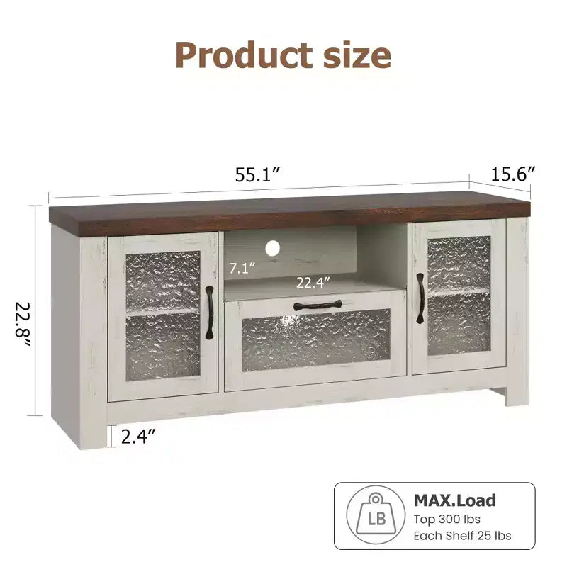 COZONY 55 Mobile Credenza Buffet da Fattoria con Ante in Acrilico, Armadietto Marrone per Caffetteria con Ripiani Regolabili e Spazio di Archiviazione