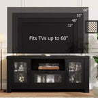 COZONY 55 Mobile Credenza Buffet da Fattoria con Ante in Acrilico, Armadietto Marrone per Caffetteria con Ripiani Regolabili e Spazio di Archiviazione