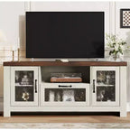 COZONY 55 Mobile Credenza Buffet da Fattoria con Ante in Acrilico, Armadietto Marrone per Caffetteria con Ripiani Regolabili e Spazio di Archiviazione