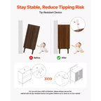 Mobiletto in rattan VEVOR, con 2 ante magnetiche e ripiani regolabili, madia accentata con gambe in legno e foro per cavo di alimentazione, color kaki