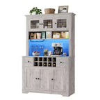COZONY 68.7 Dispensa da Cucina Coloniale con Ripiano, Cassetti e Ripiani Regolabili, Credenza Alta con Portabottiglie