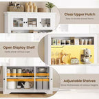COZONY 68.7 Dispensa da Cucina Coloniale con Ripiano, Cassetti e Ripiani Regolabili, Credenza Alta con Portabottiglie