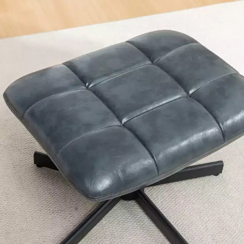 GDFStudio Mora Set Due Pezzi Poltrona e Pouf Imbottiti in Similpelle con Base in Metallo