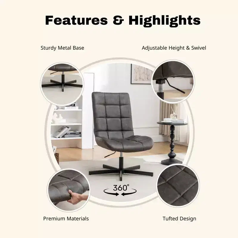 GDFStudio Mora Set Due Pezzi Poltrona e Pouf Imbottiti in Similpelle con Base in Metallo