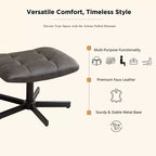 GDFStudio Mora Set Due Pezzi Poltrona e Pouf Imbottiti in Similpelle con Base in Metallo