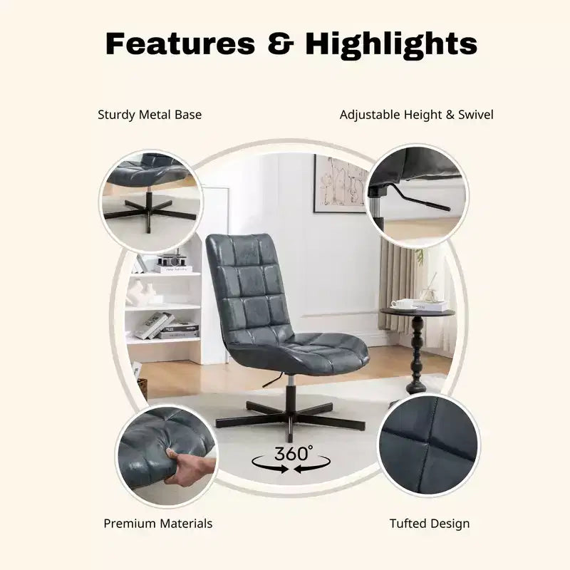 GDFStudio Mora Set Due Pezzi Poltrona e Pouf Imbottiti in Similpelle con Base in Metallo