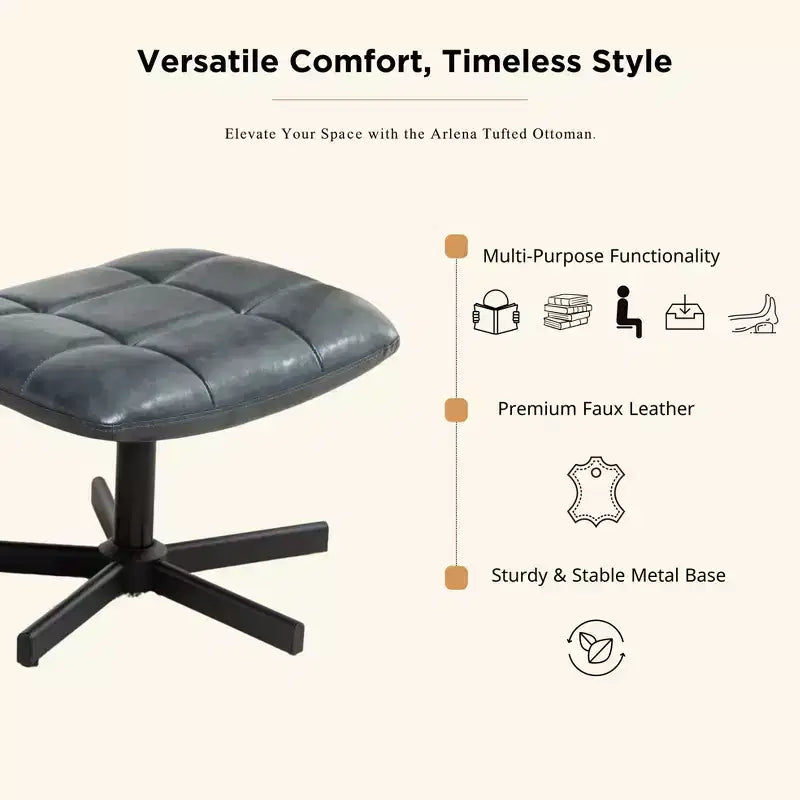 GDFStudio Mora Set Due Pezzi Poltrona e Pouf Imbottiti in Similpelle con Base in Metallo