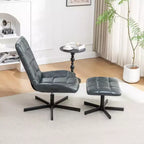 GDFStudio Mora Set Due Pezzi Poltrona e Pouf Imbottiti in Similpelle con Base in Metallo