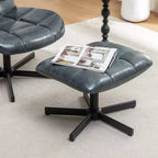 GDFStudio Mora Set Due Pezzi Poltrona e Pouf Imbottiti in Similpelle con Base in Metallo