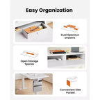 Scrivania Elettrica Angolare a L, 63" Scrivania Ergonomica Regolabile in Altezza con Cassetti, Tavolo Computer Sit-Stand con Spazio di Archiviazione per Lavoro Ufficio Casa