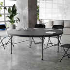 Tavolo pieghevole rotondo in plastica bi-fold Flash Furniture da 5,89 piedi per banchetti ed eventi con maniglia per il trasporto
