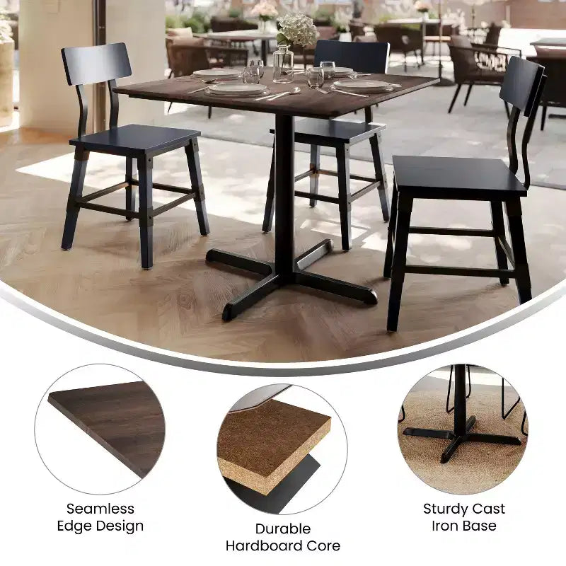 Flash Furniture Piano del tavolo Acadia con tecnologia TopGuard HPL e base a X altezza tavolo