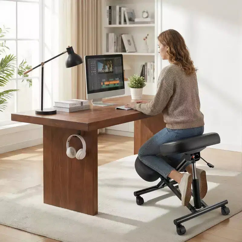 VEVOR Chaise Ergonomique à Genoux avec Roulettes, Chaise à Genoux Mobile en Forme de X avec Hauteur Réglable et Coussins en Mousse Épais, Soulagement Naturel, Noir