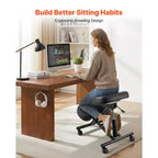 VEVOR Chaise Ergonomique à Genoux avec Roulettes, Chaise à Genoux Mobile en Forme de X avec Hauteur Réglable et Coussins en Mousse Épais, Soulagement Naturel, Noir