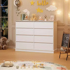 Cassettiera doppia grande a 8 cassetti con cassetti profondi e piano ampio, Organizer orizzontale in legno per soggiorno, corridoio, ingresso e ufficio