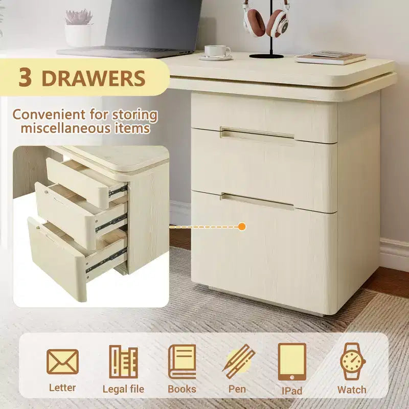 Scrivania direzionale a L girevole a 360° GDFStudio Ellington con 3 cassetti