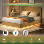 GDFStudio Aurelian - Struttura letto fluttuante a LED con supporto in metallo resistente