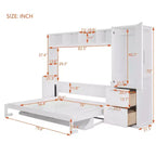 GDFStudio Evans Letto a scomparsa matrimoniale con armadio e cassetti, Queen Size