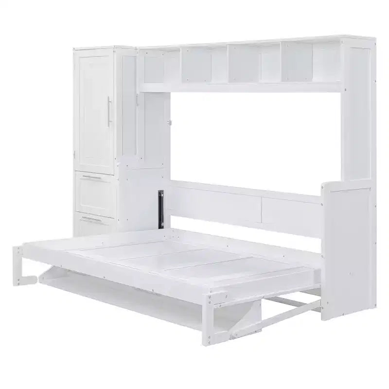 GDFStudio Evans Letto a scomparsa matrimoniale con armadio e cassetti, Queen Size
