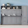 GDFStudio Evans Murphy Bed Wall Bed with Closet and Drawers, Queen Size
