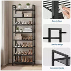 Scarpiera stretta a 8 livelli, Organizer alto in metallo per 18-24 paia di scarpe, Porta scarpe verticale sottile per armadio, ingresso, piccoli spazi, Nero