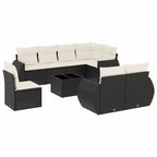 vidaXL Garden Sofa Set Black, Cream White PE Rattan Large