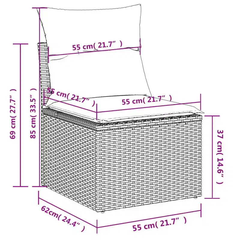 vidaXL Set divani da giardino in polyrattan nero, grande, componibile