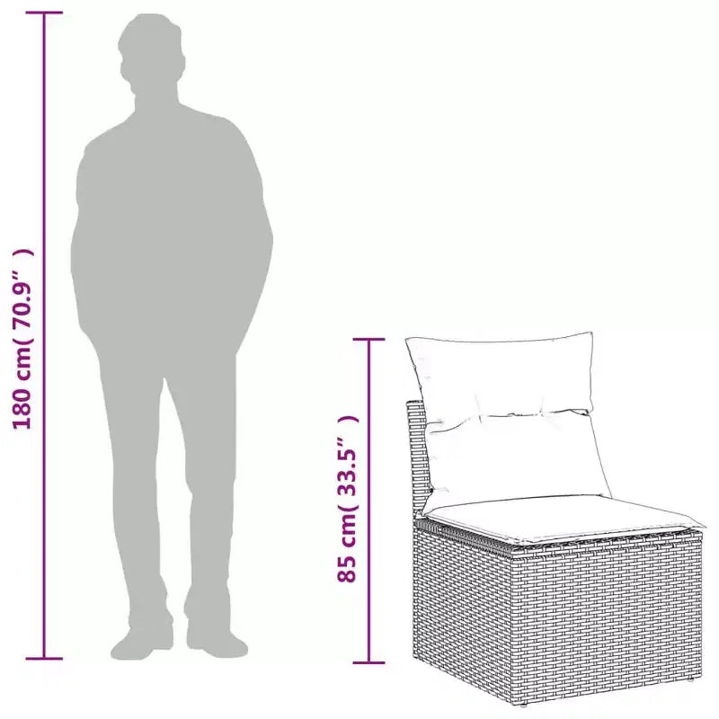 vidaXL Set divani da giardino in polyrattan nero, grande, componibile