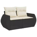 vidaXL Set divani da giardino in polyrattan nero, grande, componibile