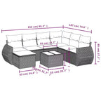 vidaXL Set divani da giardino in polyrattan nero, grande, componibile