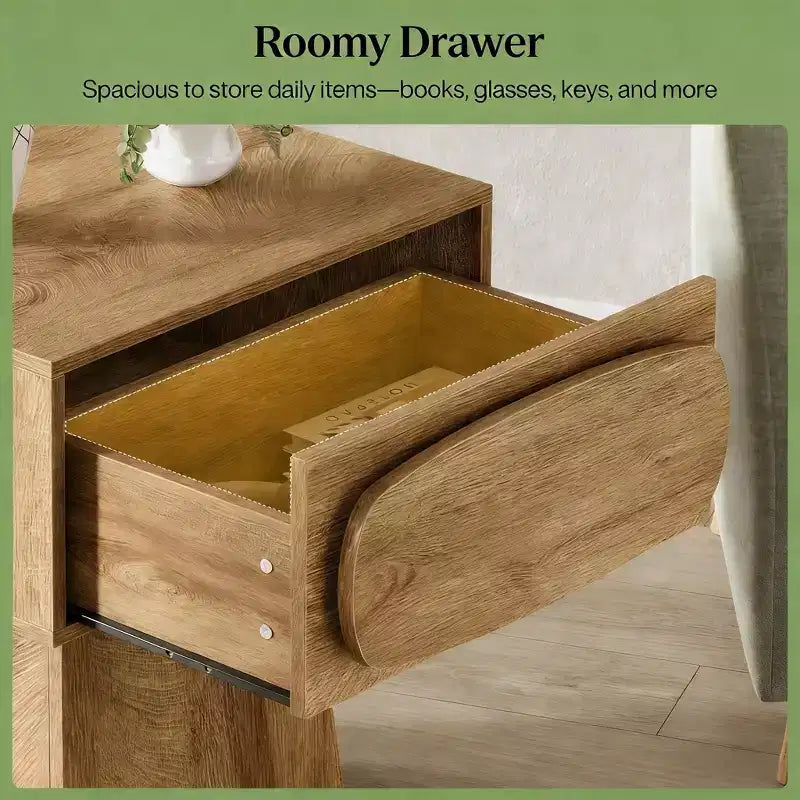 GDFStudio Coleen Tavolino/Comodino Moderno in Legno con Cassetto Contenitore