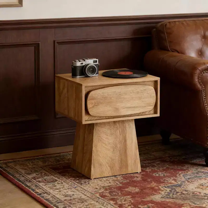 GDFStudio Coleen Tavolino/Comodino Moderno in Legno con Cassetto Contenitore