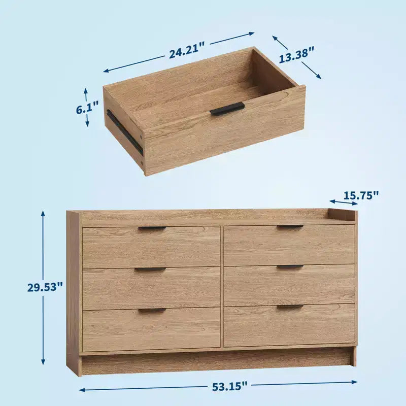 Cassettiera moderna a 6 cassetti, organizer per armadio e porta TV, mobile contenitore in legno scanalato, per soggiorno, corridoio