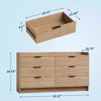 Cassettiera moderna a 6 cassetti, organizer per armadio e porta TV, mobile contenitore in legno scanalato, per soggiorno, corridoio