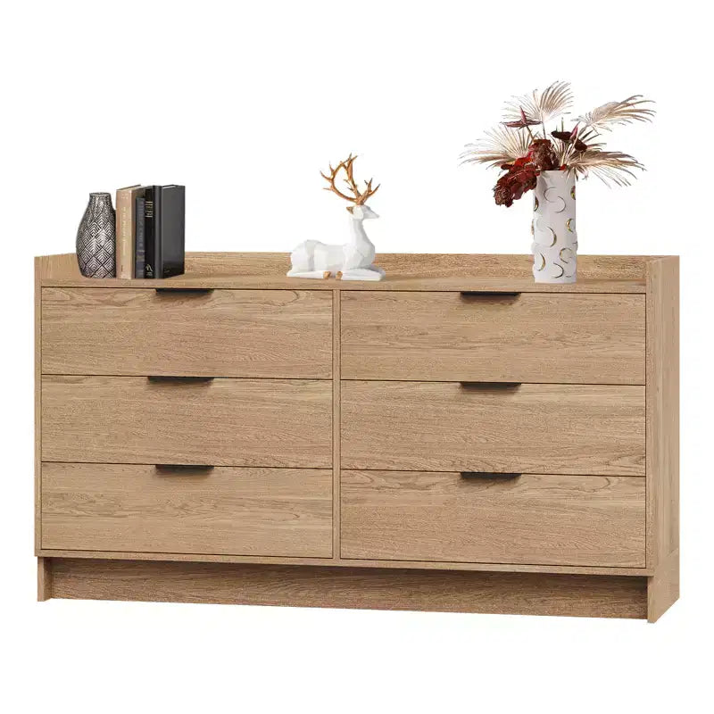 Cassettiera moderna a 6 cassetti, organizer per armadio e porta TV, mobile contenitore in legno scanalato, per soggiorno, corridoio