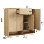 Scarpiera da 120 cm con ripiani regolabili, 4 ante, ripiano inferiore, organizer stretto autoportante con angoli arrotondati per ingresso soggiorno