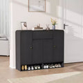 Shoe Cabinet 47.2 Inch with Adjustable Shelves 4 Doors Bottom Shelf Freestanding Narrow Organizer Rounded Corner for Hallway Living Room