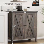 Piccolo Mobile Contenitore a 2 pezzi, Credenza Rustica con 2 Ante e Ripiani Regolabili, Consolle da Ingresso per Soggiorno/Sala da Pranzo/Cucina