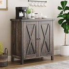 Piccolo Mobile Contenitore a 2 pezzi, Credenza Rustica con 2 Ante e Ripiani Regolabili, Consolle da Ingresso per Soggiorno/Sala da Pranzo/Cucina