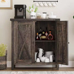 Piccolo Mobile Contenitore a 2 pezzi, Credenza Rustica con 2 Ante e Ripiani Regolabili, Consolle da Ingresso per Soggiorno/Sala da Pranzo/Cucina