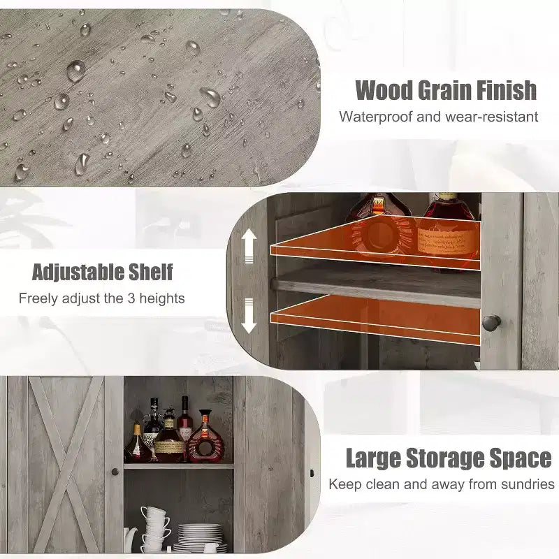 Piccolo Mobile Contenitore a 2 pezzi, Credenza Rustica con 2 Ante e Ripiani Regolabili, Consolle da Ingresso per Soggiorno/Sala da Pranzo/Cucina
