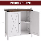 Piccolo Mobile Contenitore a 2 pezzi, Credenza Rustica con 2 Ante e Ripiani Regolabili, Consolle da Ingresso per Soggiorno/Sala da Pranzo/Cucina