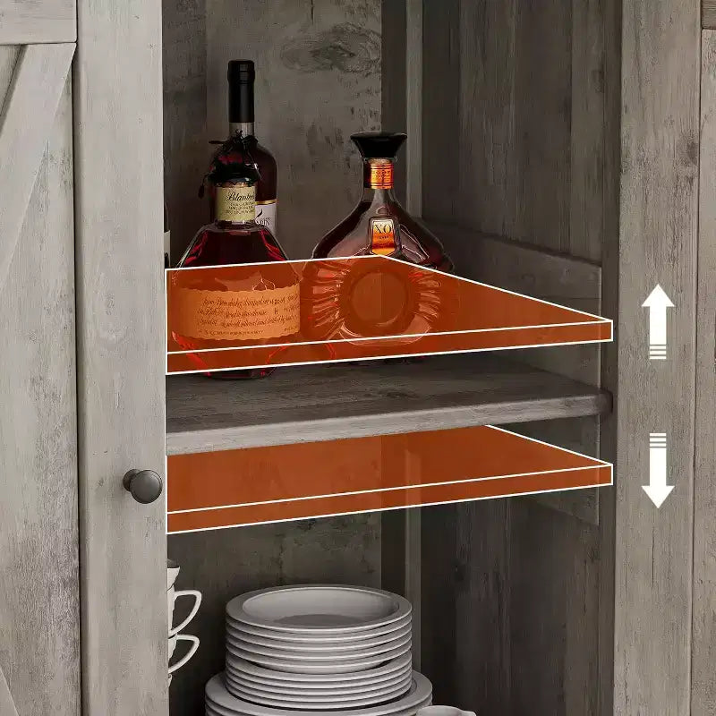Piccolo Mobile Contenitore a 2 pezzi, Credenza Rustica con 2 Ante e Ripiani Regolabili, Consolle da Ingresso per Soggiorno/Sala da Pranzo/Cucina