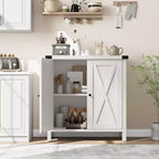 Piccolo Mobile Contenitore a 2 pezzi, Credenza Rustica con 2 Ante e Ripiani Regolabili, Consolle da Ingresso per Soggiorno/Sala da Pranzo/Cucina