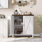 Piccolo Mobile Contenitore a 2 pezzi, Credenza Rustica con 2 Ante e Ripiani Regolabili, Consolle da Ingresso per Soggiorno/Sala da Pranzo/Cucina