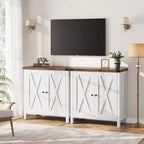 Piccolo Mobile Contenitore a 2 pezzi, Credenza Rustica con 2 Ante e Ripiani Regolabili, Consolle da Ingresso per Soggiorno/Sala da Pranzo/Cucina
