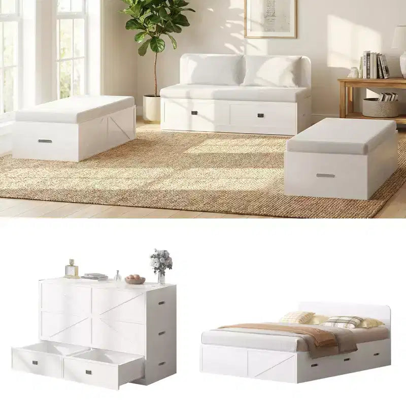 Mjkone Divano letto convertibile con contenitore, Letto a scomparsa, Matrimoniale/Queen, Materasso non incluso